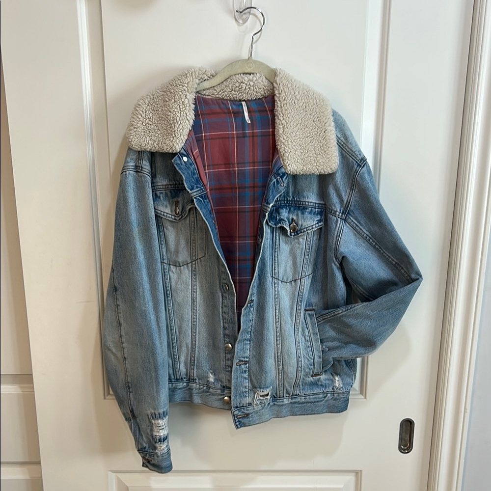 Denim Jacket with Sherpa Collar